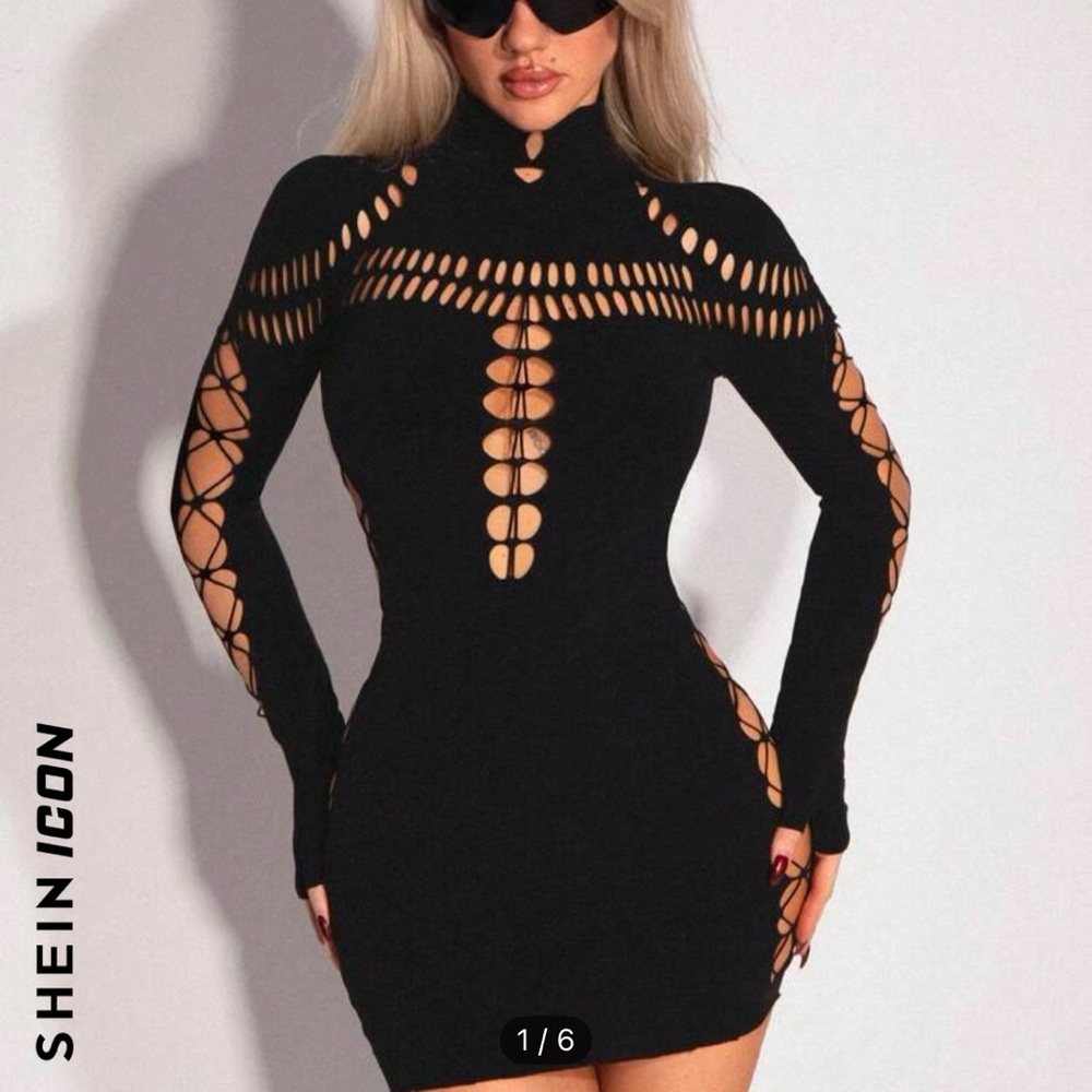 SHEIN Hollow Collar Stretch Dress